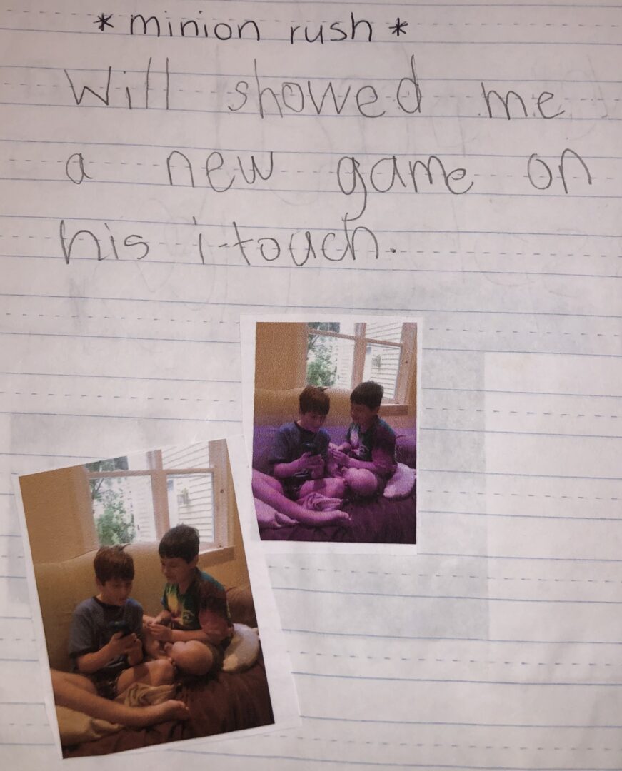 Michael's journal entry from September 4, 2013. '*minion rush* Will showed me a game on his touch