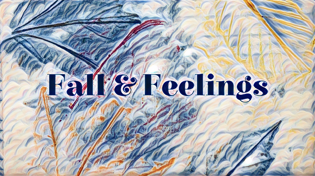 Leaf Rubbing background with the title Fall & Feelings