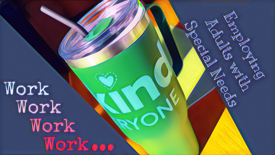 Be Kind to Everyone travel mug, green with a heart dotting the i.