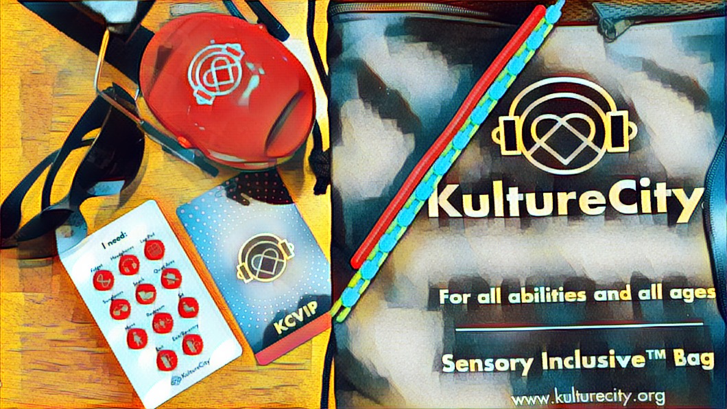 Bag, toys, headphones, sunglasses and communication card.
