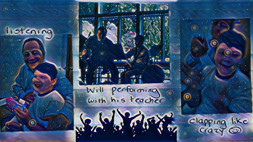 photos of will performing and us cheering him on.