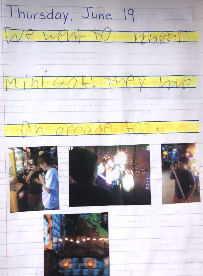 Journal entry for June 19, 2014. 'We went to Monster Mini Golf. They have an arcade too.'