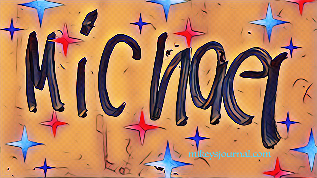 Michael's name in his handwriting with red and blue stars.