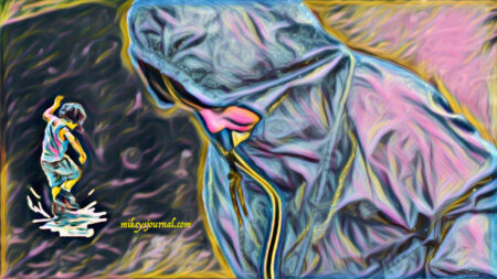 close-up, stylized photo of Will puddle jumping