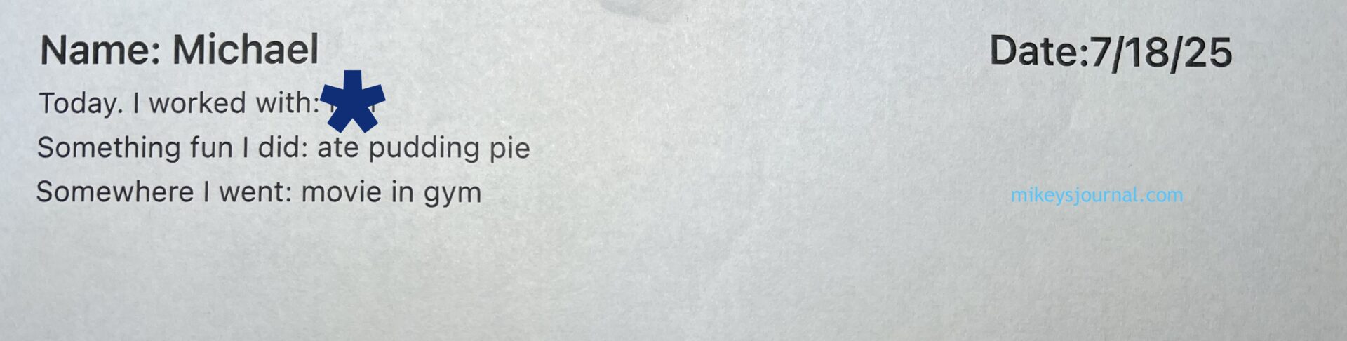 text only. Teacher's name obscured with a star.