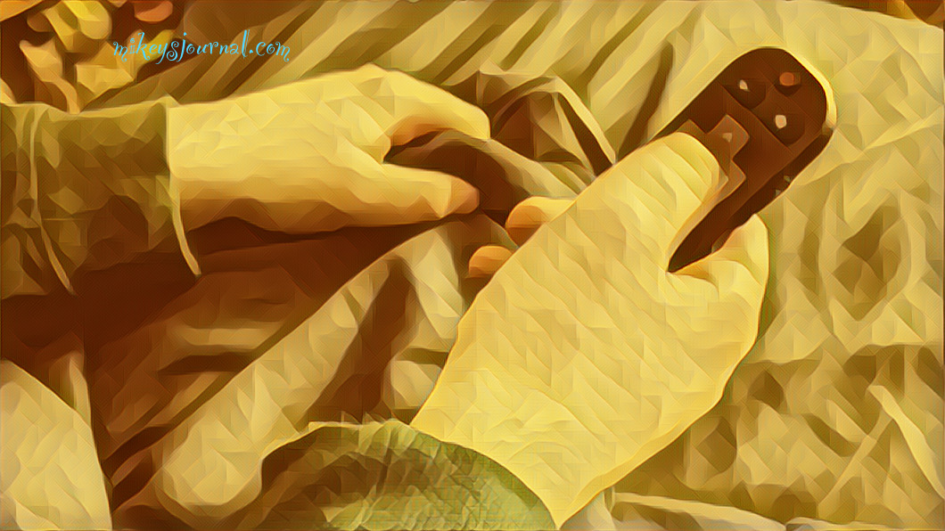 74D1BD41-AAE8-4FDF-BC78-EBDA3FD0C700 stylized photo of mikey’s hand using the remote.