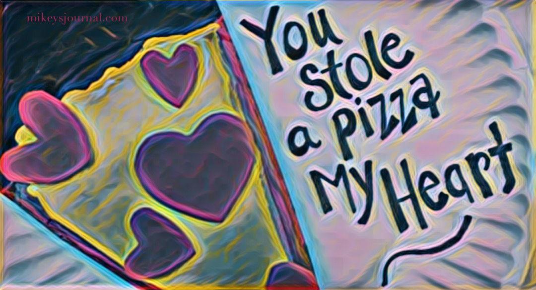 valentine made from a paper plate to look like a piece of pizza (with heart shaped pepperoni) and the message “Yo stole a pizza my heart."