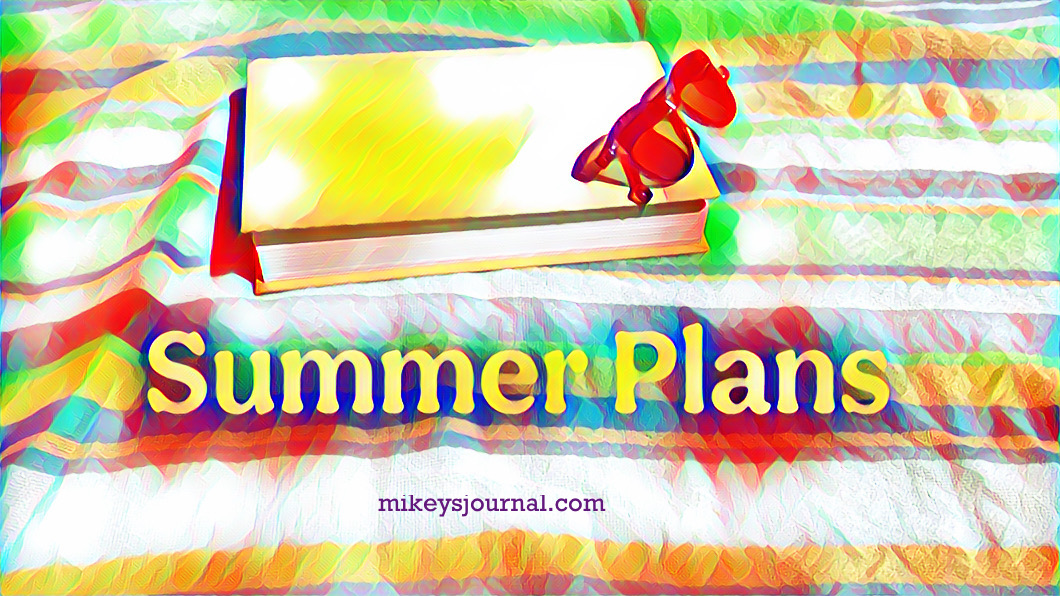 stylized photo of a beach towel, a book and sunglasses with the title, summer plans